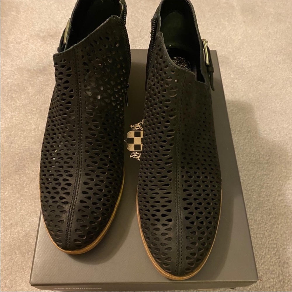 Vince Camuto Black Perforated Ankle Booties